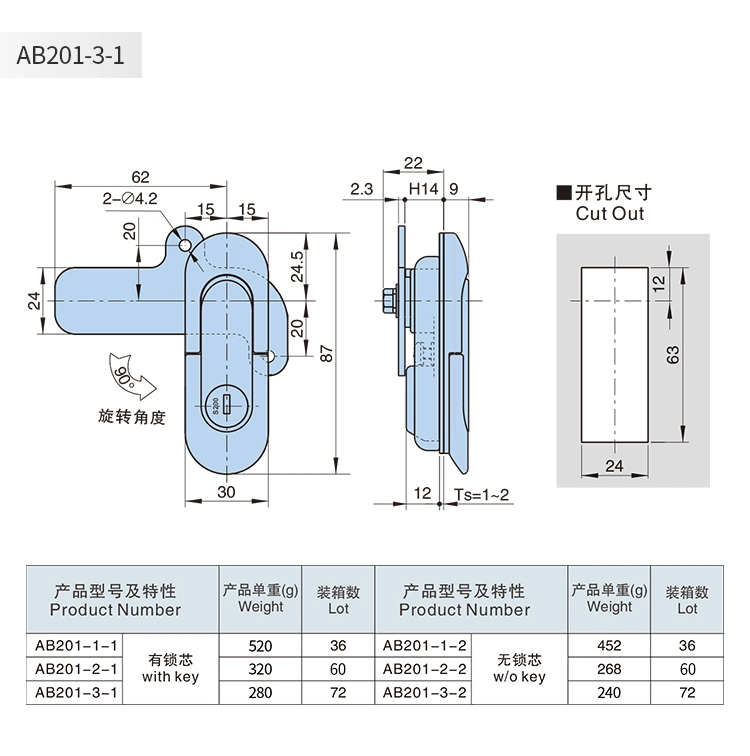 Hengzhu Electrical Cabinet Door Lock Ab201 Locks for Metal Cabinets