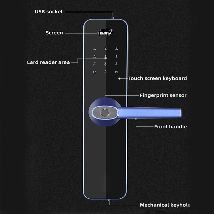 Security Electronic Digital Magnetic Code Fingerprint Combination Handle Hotel Smart Door Lock