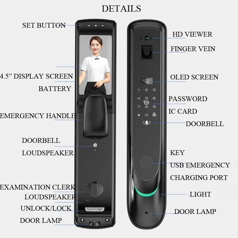 Finger Vein Password IC Card Key Visible Smart Lock