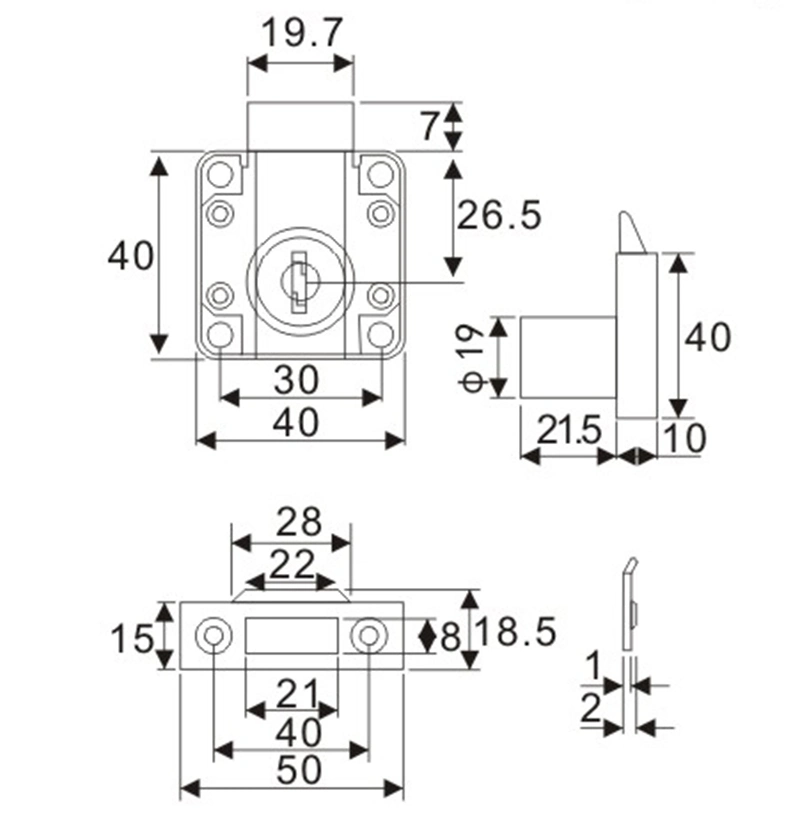 Furniture Hardware Zinc Alloy Lock Drawer Lock Office Desk Lock