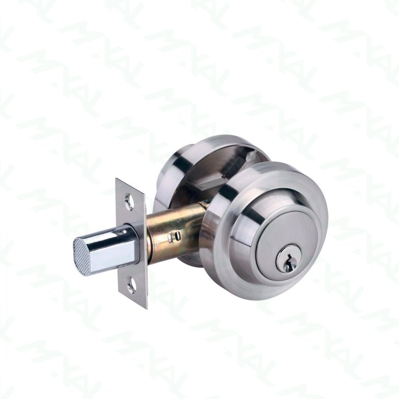 Round Double Cylinder Deadbolt Zinc Alloy Door Lock with Wooden Door