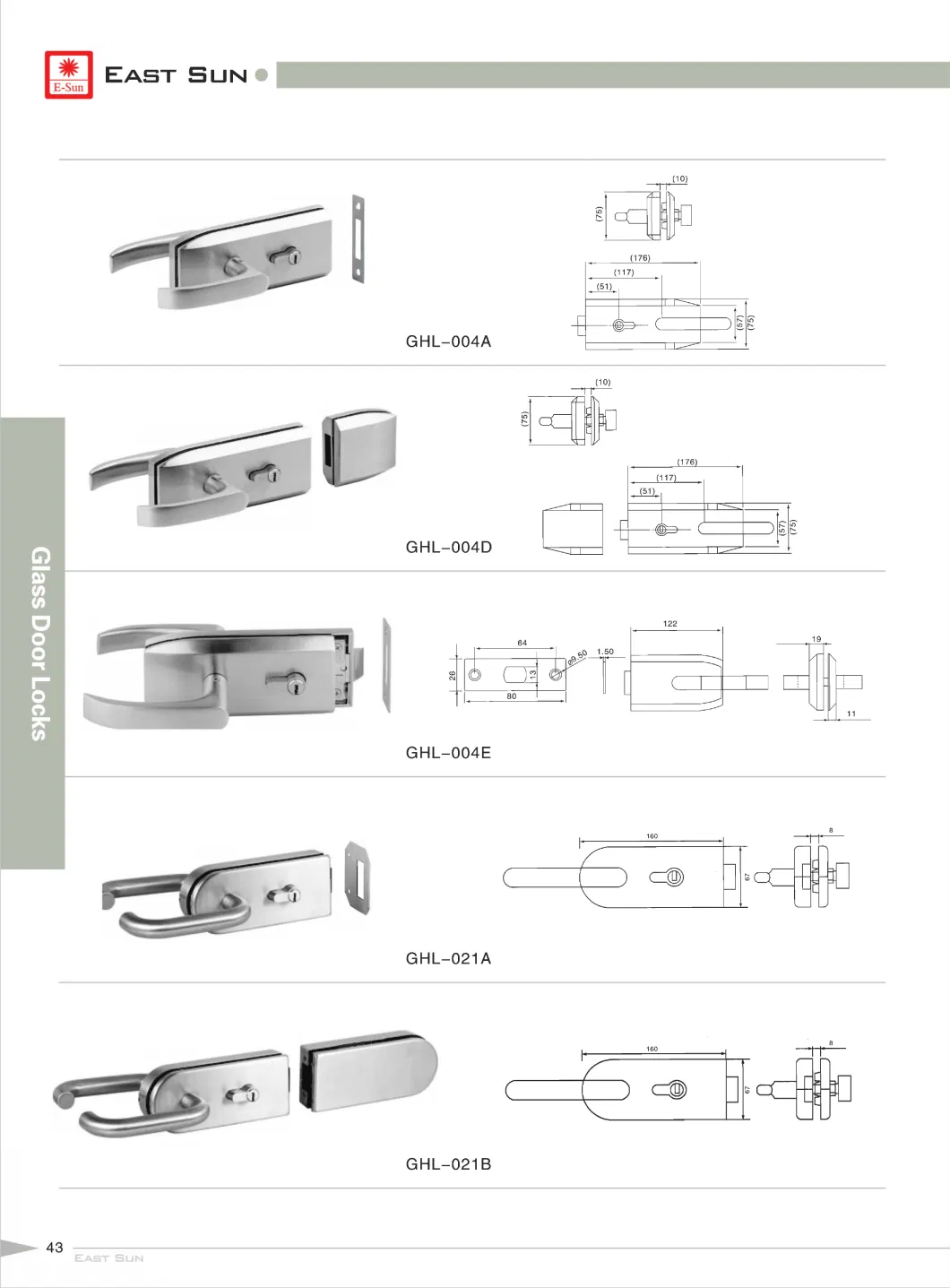 Zinc Alloy Commercial Glass Hardware Combination Safe Handle Door Lock (GLHL-111AL)