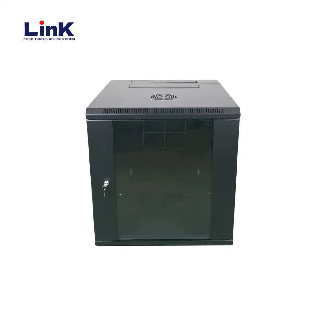 12u Wall Mount Network Server Cabinet for 19 Inch It Equipment, Removable Side Panels, Locks, Fan