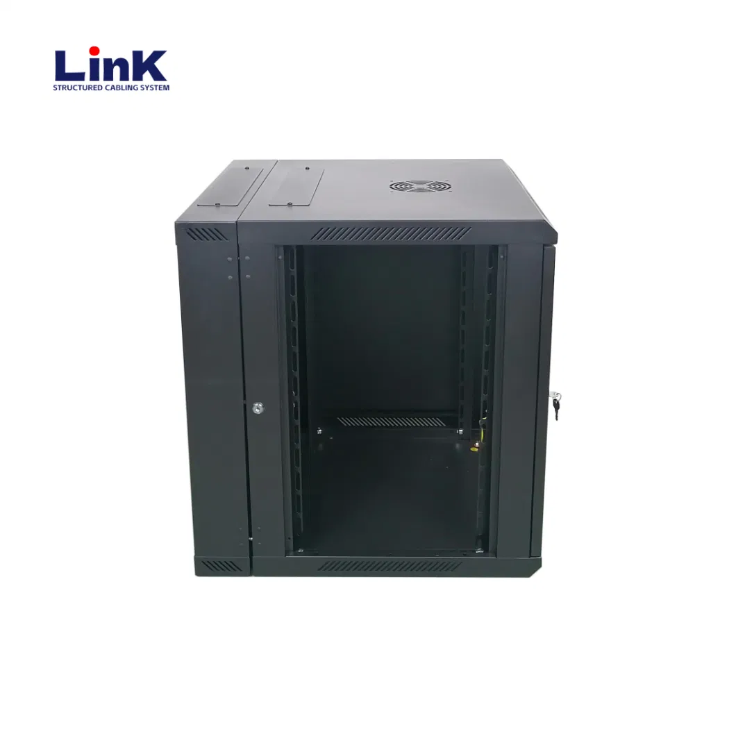 12u Wall Mount Network Server Cabinet for 19 Inch It Equipment, Removable Side Panels, Locks, Fan