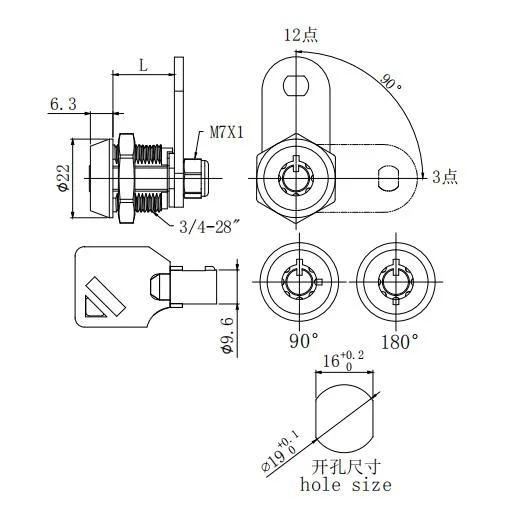 Safe Furniture Euro Cylinder Pin Code Connector Cam Lock