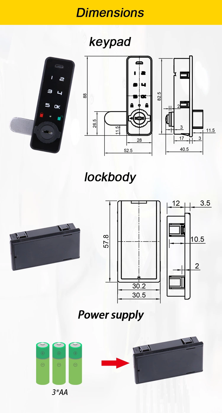 Smart ABS Touch Screen Passcode Electronic Cabinet Combination Digital Locker Lock