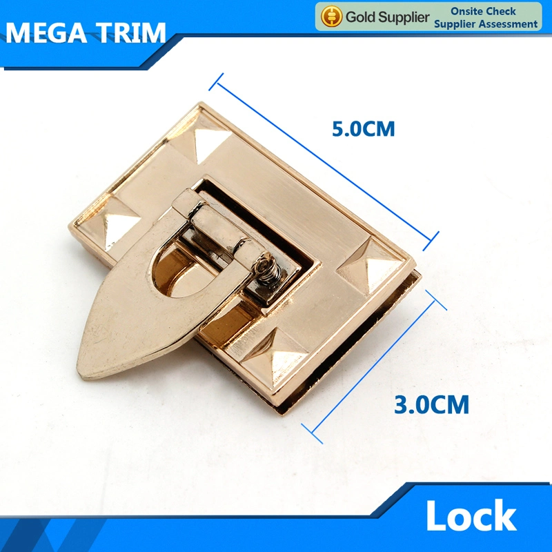 Fashion Accessories Luggage Rectangle Metal Bag Twist Lock