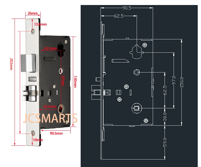 Security Aluminum Alloy Door Handle Mortise Electric Hotel Lock