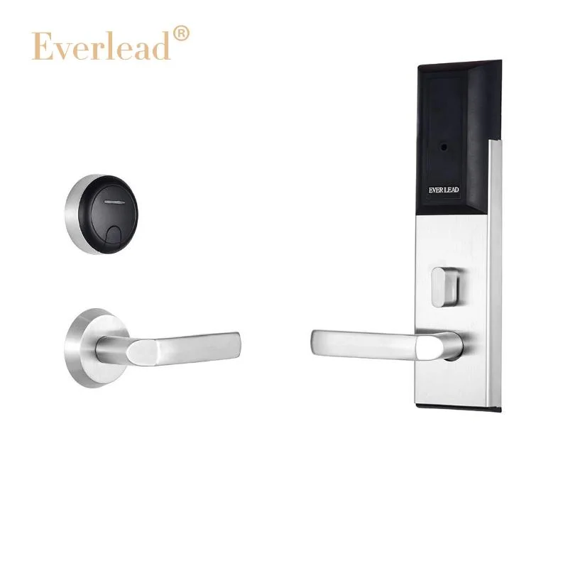 Electronic Home Security ANSI Mortise Split Design Hidden Cylinder MIFARE Card Key Door Handle Lock for Hotel/Office with Free Management Software