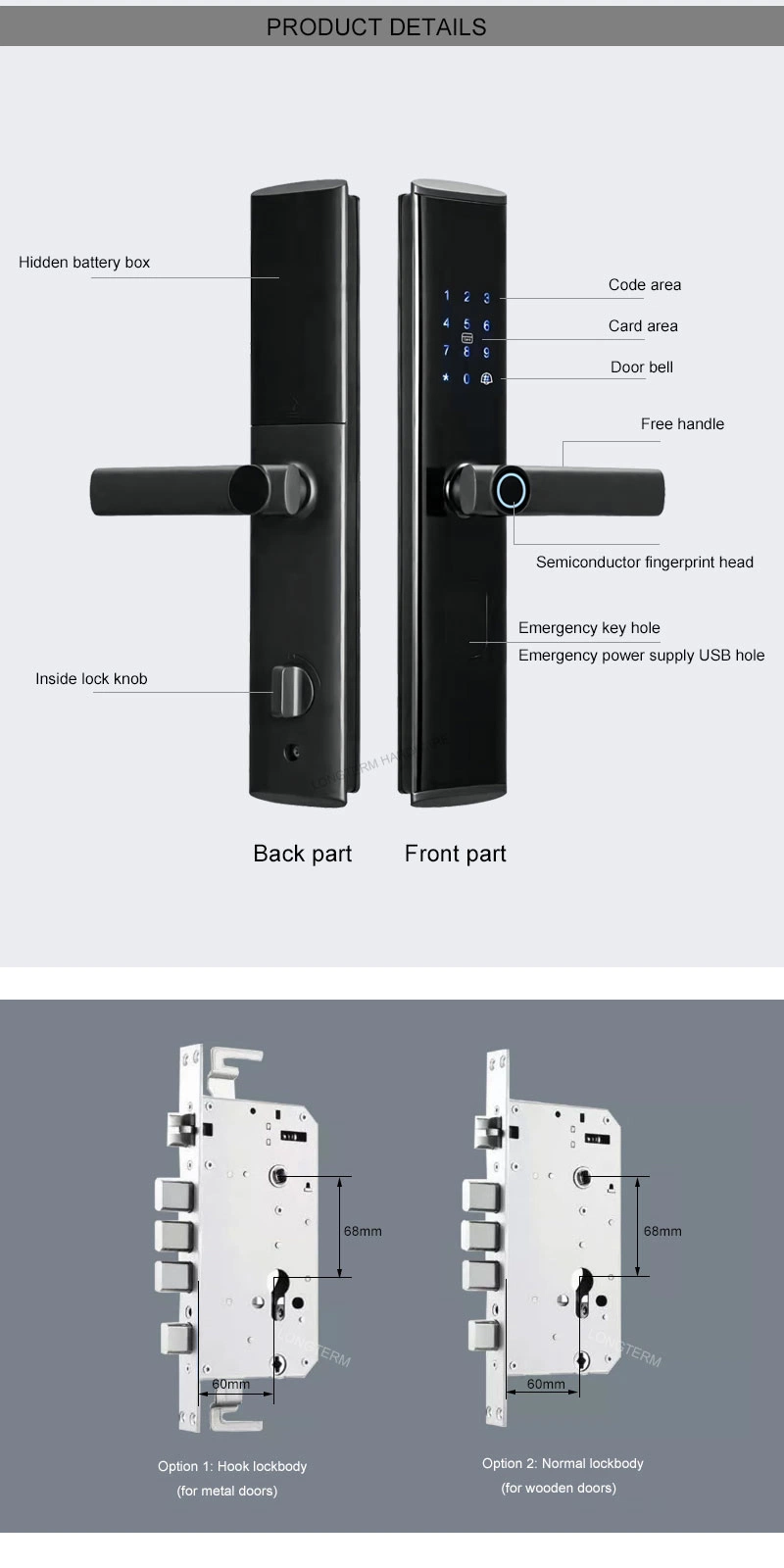 WiFi Tuya Code RFID Card Electronic Fingerprint Smart Door Lock