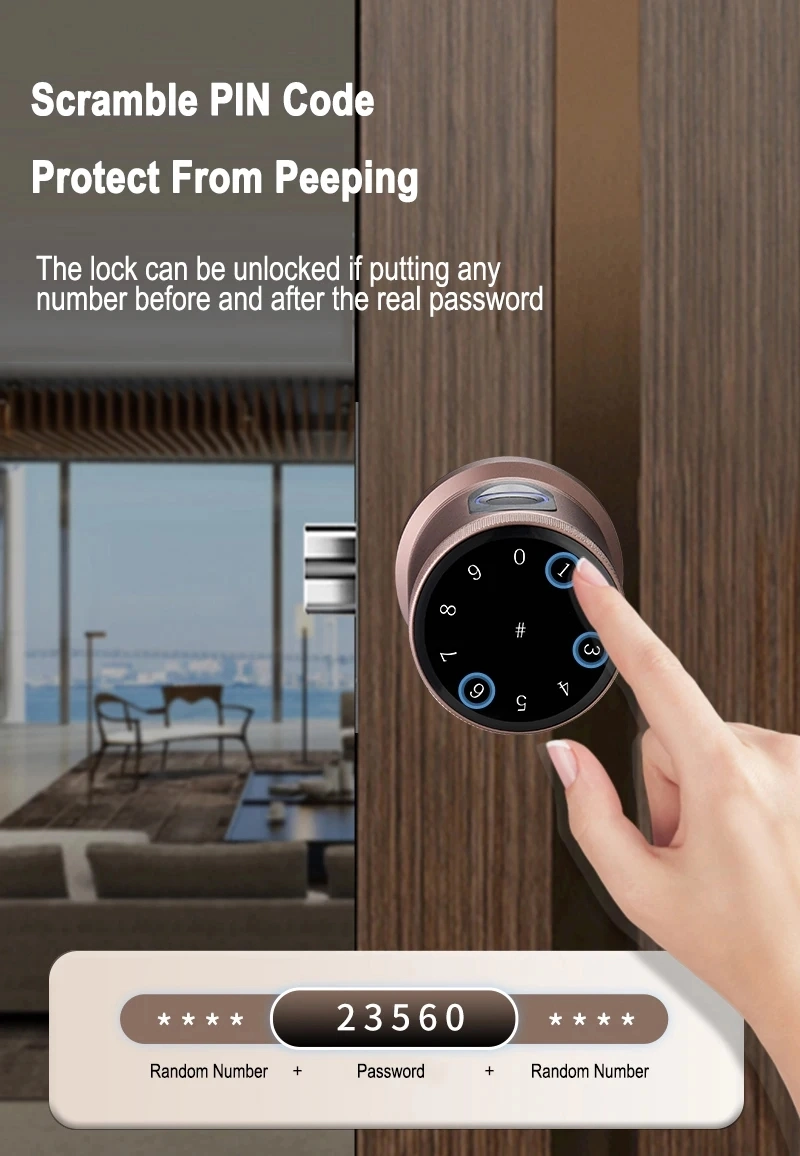 Smart Lock Tuya WiFi Keyless Biometric Round Fingerprint Security Anti-Theft Smart Knob Door Lock