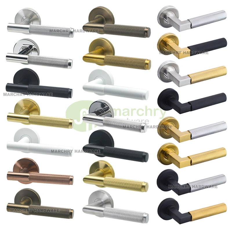 Basic Customization Luxury Door Handle Solid Stainless Steel Lever Gold Handle Knurled Door Handle