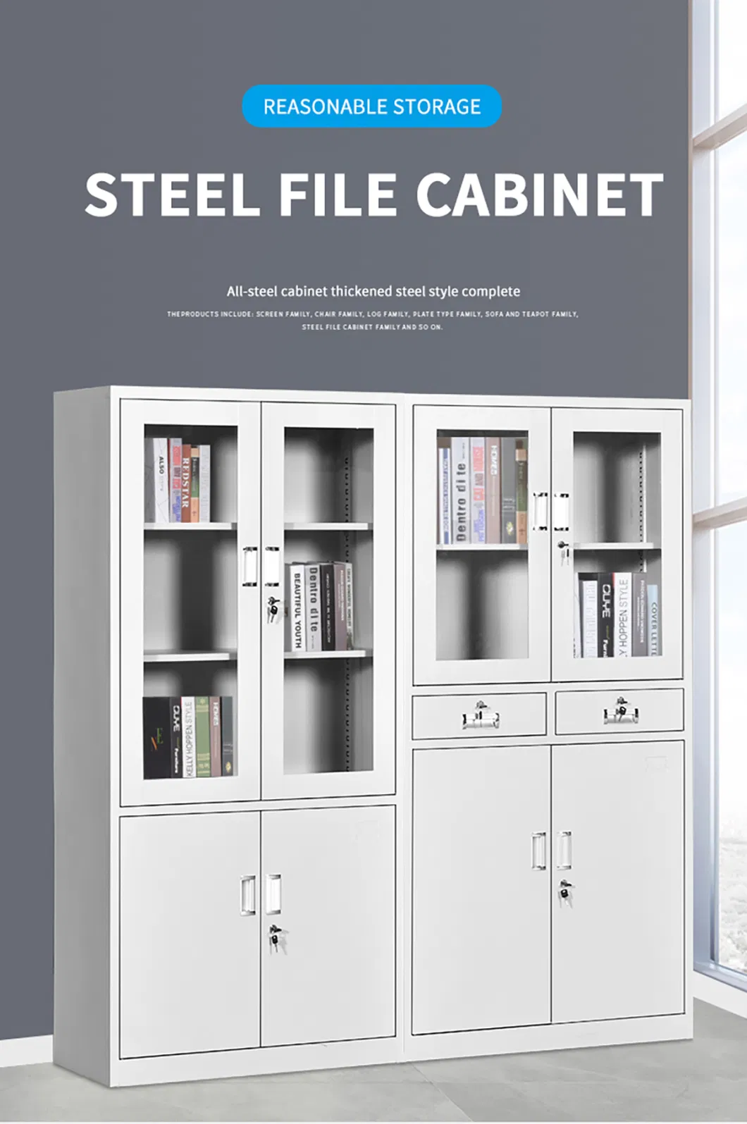 New Design Metal File Cabinet Iron Vertical Office File Cabinet