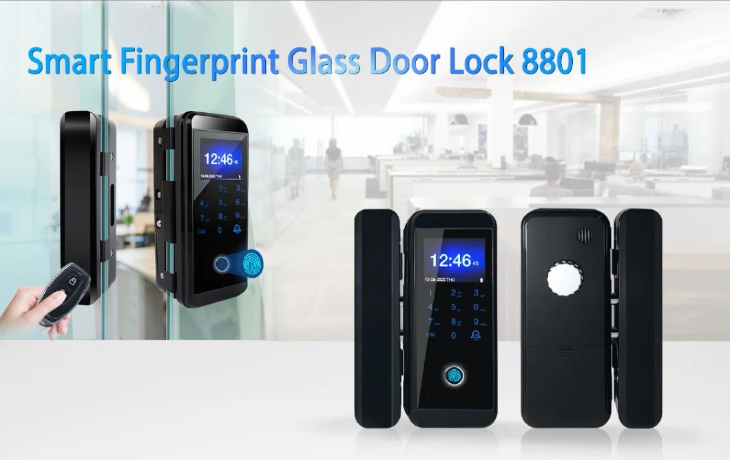 ABS Case Smart Fingerprint Glass Door Lock Biometric Lock in Touch LCD (8801)