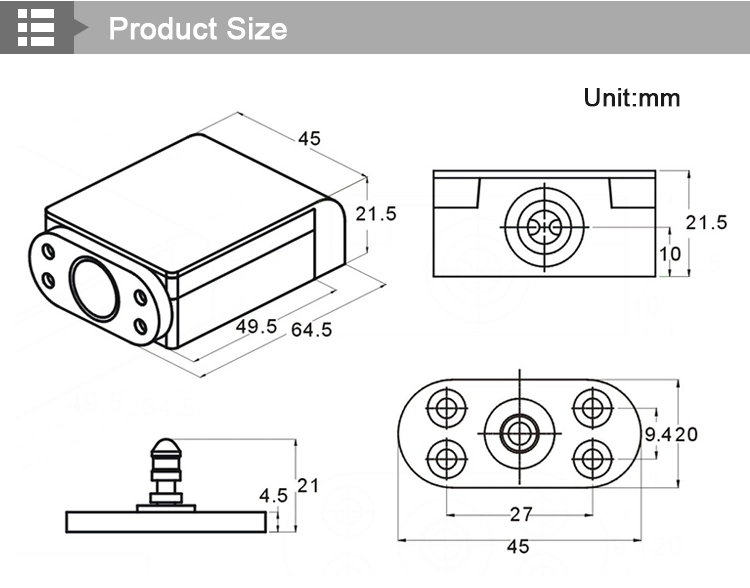 Black Adjustable DC12V/24V Dual-Voltage Keyless Cabinet Lock Magnetic Hidden Lock for Cabinet