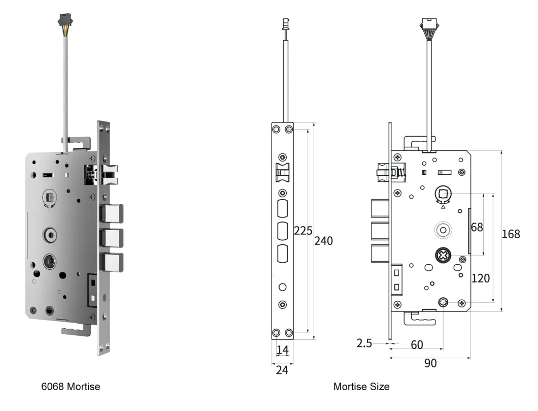 Hotel Home Security Cylinder Electronic Motel Door Lock with 6068 Mortise