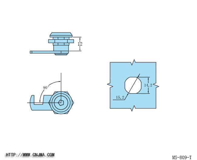 Ms-809-T Freezer and Display Showcase Cabinet Cam Lock