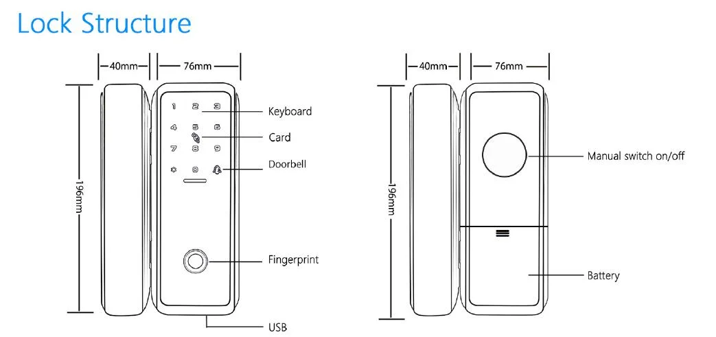 Biometric Fingerprint Door Lock and Passoword Glass Door Lock (9901)