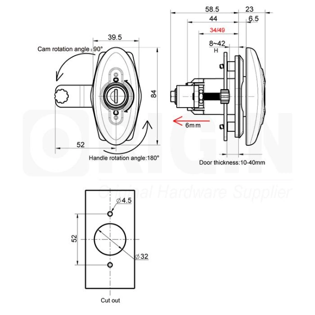 Black Nylon Rotating RV Camper Trailer Yacht Cabinet Compression Latch