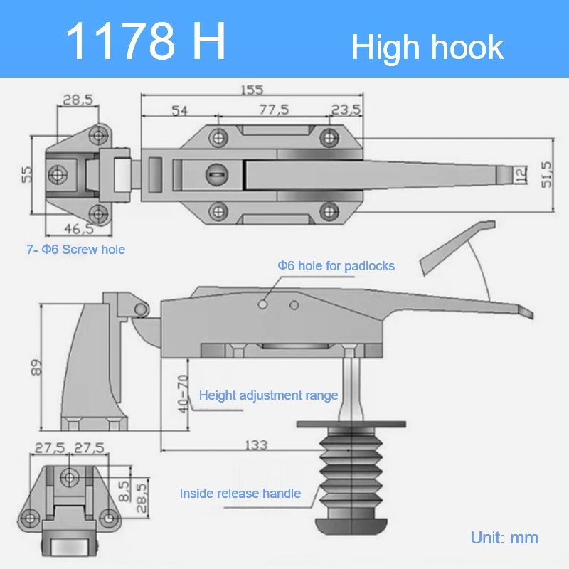 1178 Color Packaging Single Box Freezer Refrigerator Oven Cold Storage Freezer Refrigerator Cold Room Door Handle Latch Lock