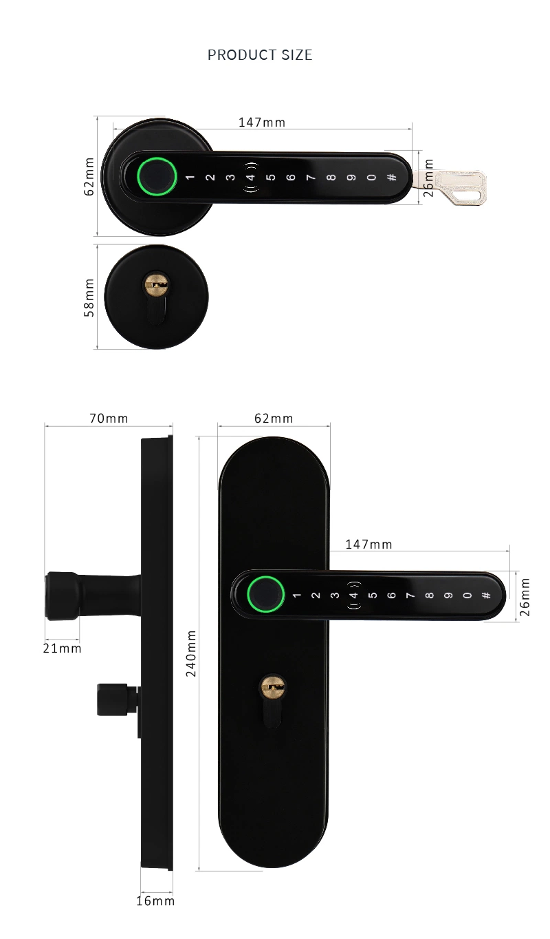 Factory Wholesale Fingerprint Electric Handle Lock Tuya Ttlock Smart Home Door Lock Biometric Fingerprint Lock for Wooden Door