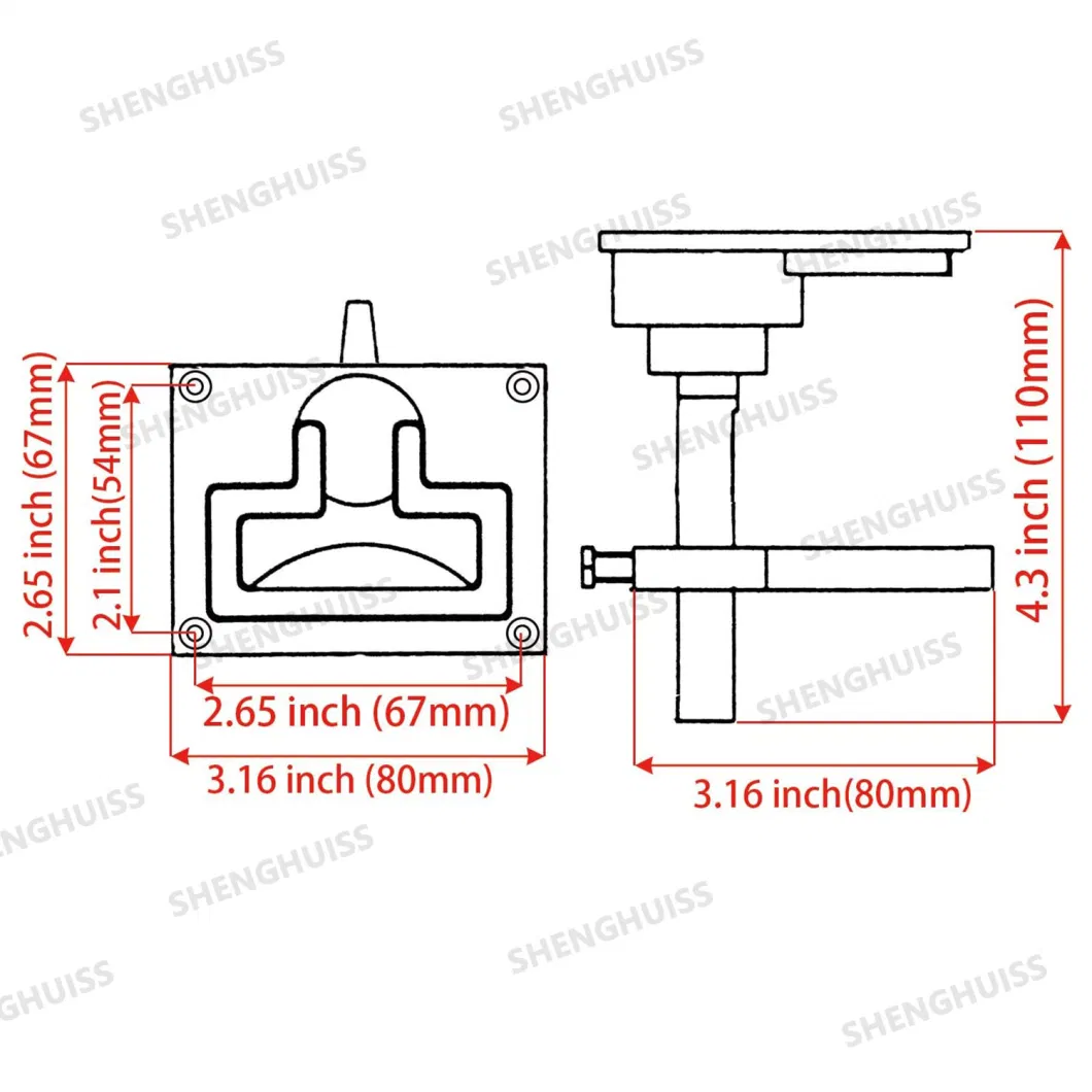 Boat Cam Latch 316 Stainless Steel Marine Hardware Flush Lift Pull Slam Latch with Back Plate