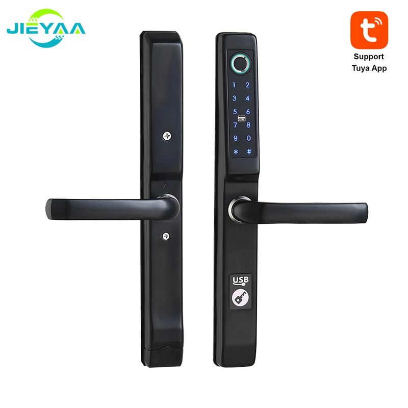 Stainless Steel Tuya APP Smart Door Lock Narrow Profile Slim Aluminum Door Smart Fingerprint Lock with EU 3585 Mortise