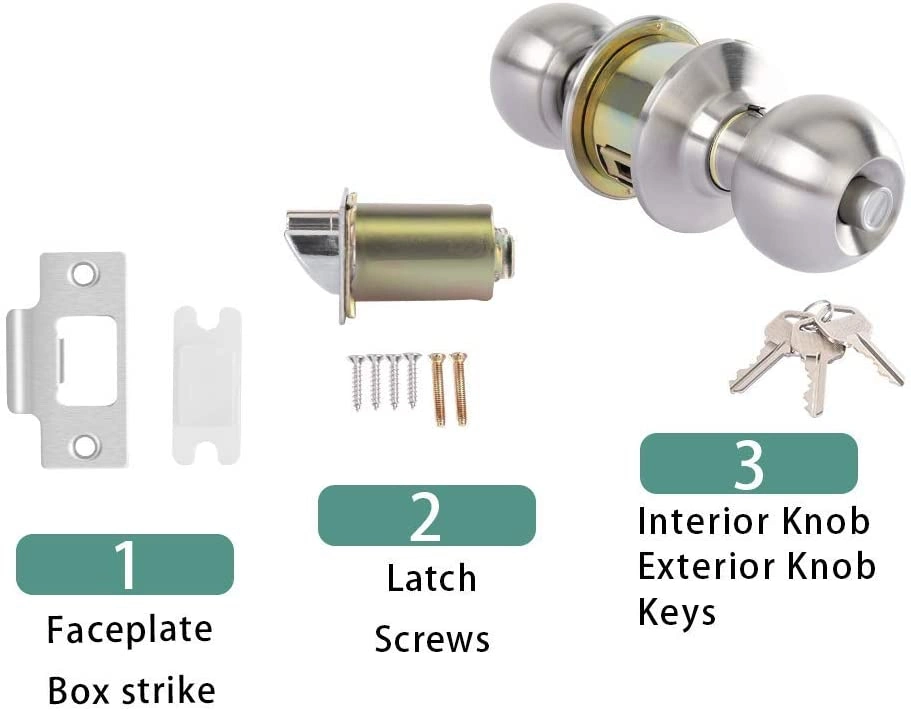 Hot Selling Double Sided Washroom Bathroom Cylinder Key Entry Lock Door Knob Round Ball Door Lock