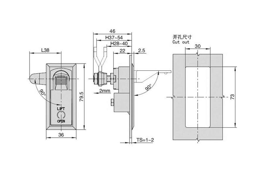 Zinc Alloy Silver Panel Cabinet Lock Cabinet Latch for Electrical Case Instrument Box Industrial