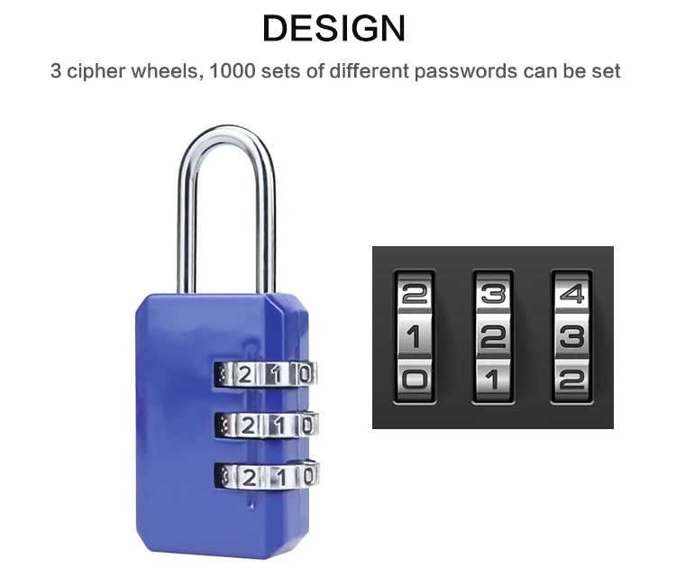 Zinc Alloy 3 Digits Reset Luggage Combination Zipper Lock