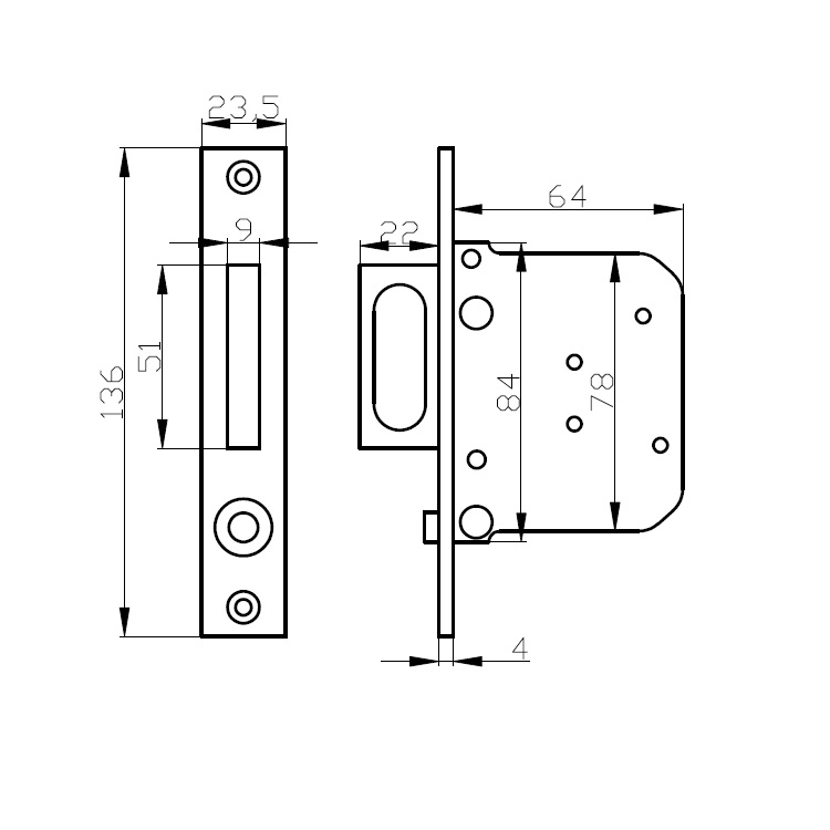 Stainless Steel Security Safe Sliding Door Lock with Concealed Handles