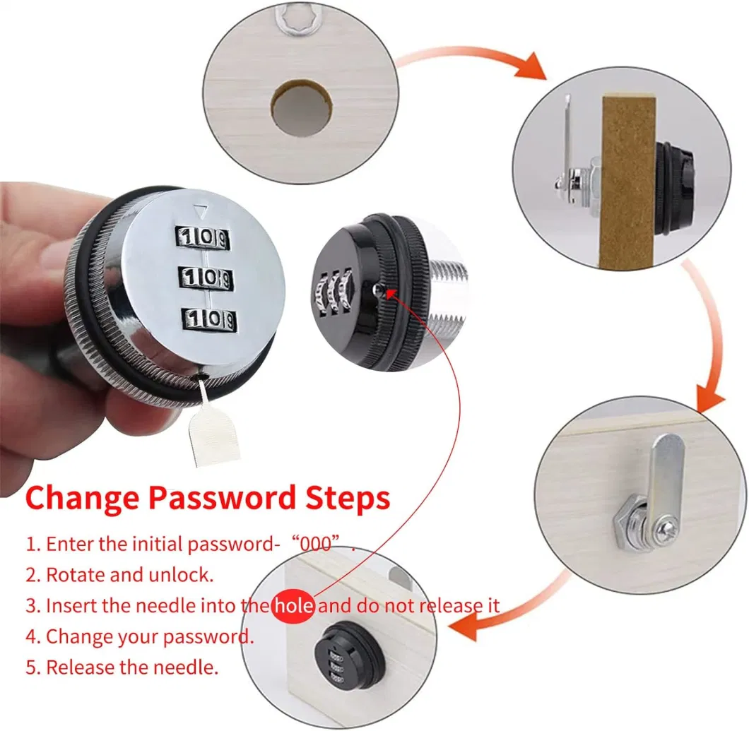 Round Shape Security Resettable Keyless Metal Mailbox 3 Digital Combination Cam Lock