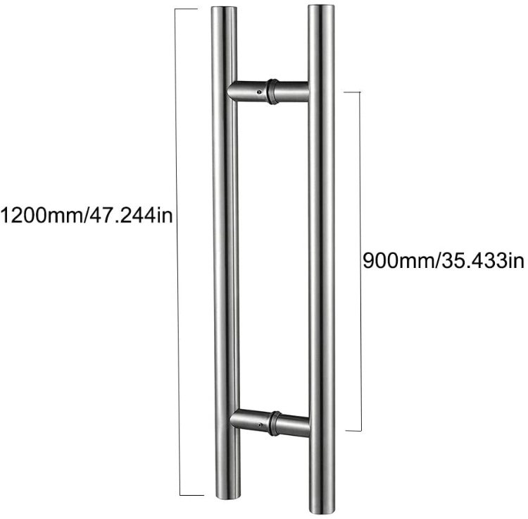 5%off Heavy Duty Stainless Steel Polished Double Side H Shape Swing Glass Push Pull Door Handle Manija De La Puerta