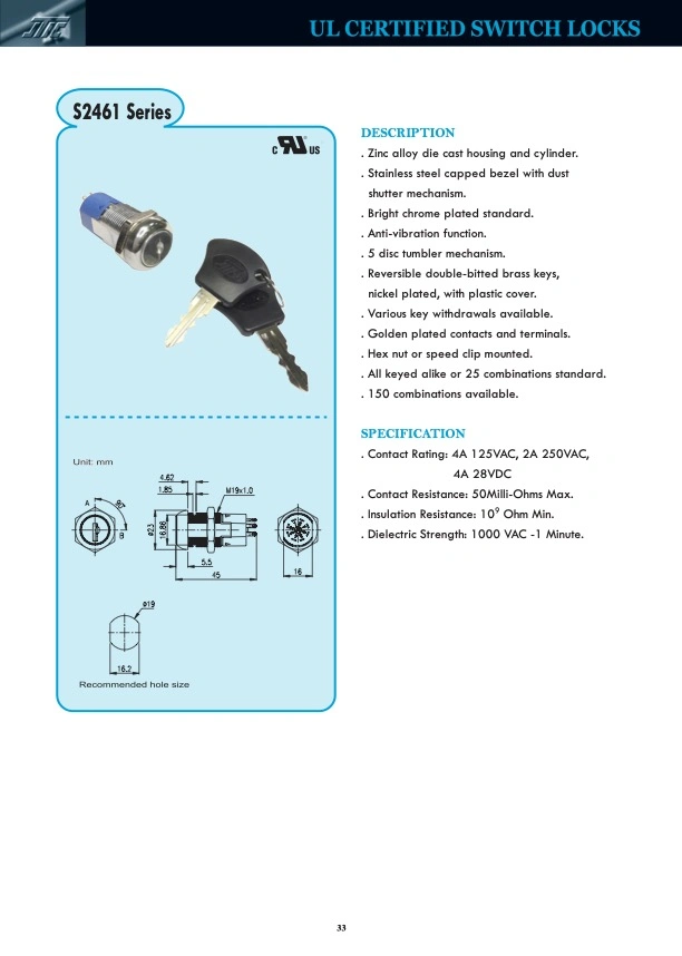 Keylock Switch &gt; UL Certified Switch Lock