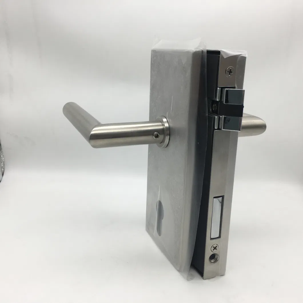 Satin Stainless Steel SS304 Commercial Office Glass Door Lever Handle with Cylinder Lock