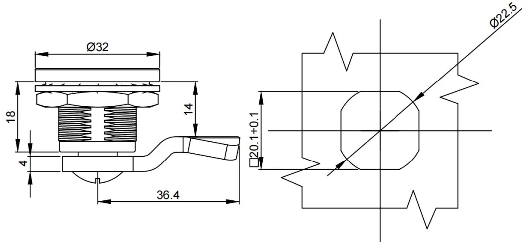 SS316 Triangle Cam Lock Latch for Metal Cabinet Railway