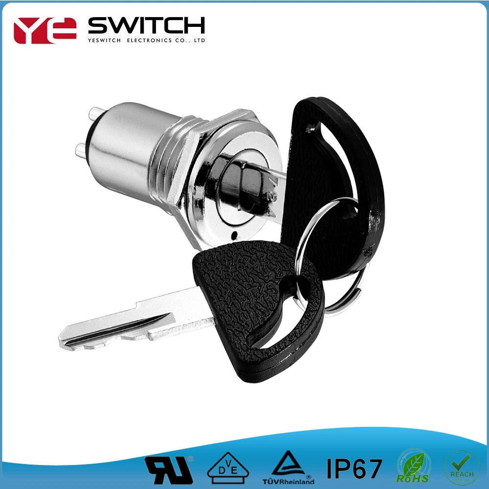 16mm Power Key Lock Switch with 2-3 Position and Plastic Cover Key&#160; From Taiwan Supplier&#160;