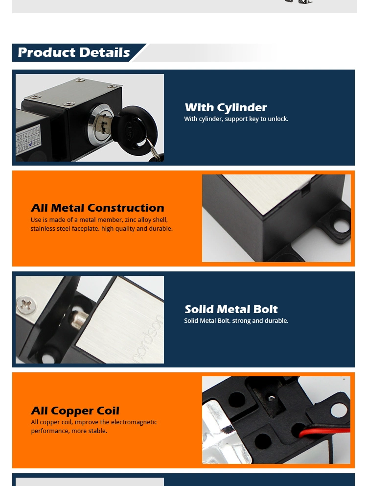 200lbs/100kg DC 12V or 24V Fail-Secure All Metal Hidden Cabinet Lock