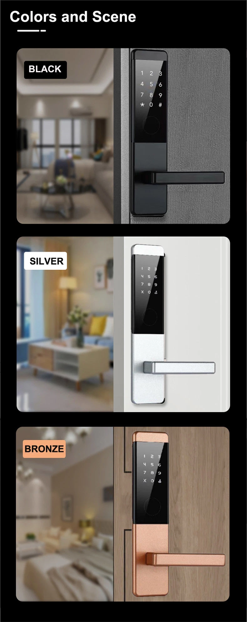 CNC Aluminium Alloy Bluetooth Mortise Door Lock with Password and IC Card