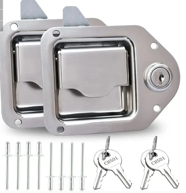 Highly Polished Stainless Steel Trailer Folding T Compression Handle Paddle Panel Latch RV Truck Toolbox Lock for Ute Drawer