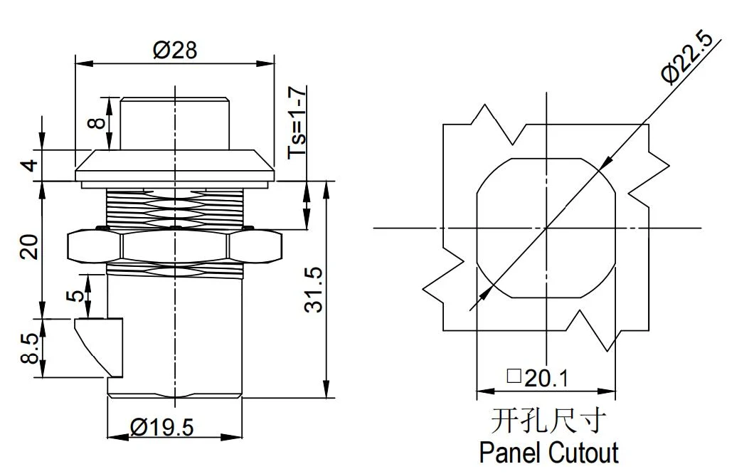 Push to Close Latch Key Locking Type, Customized Cabinet Cam Lock