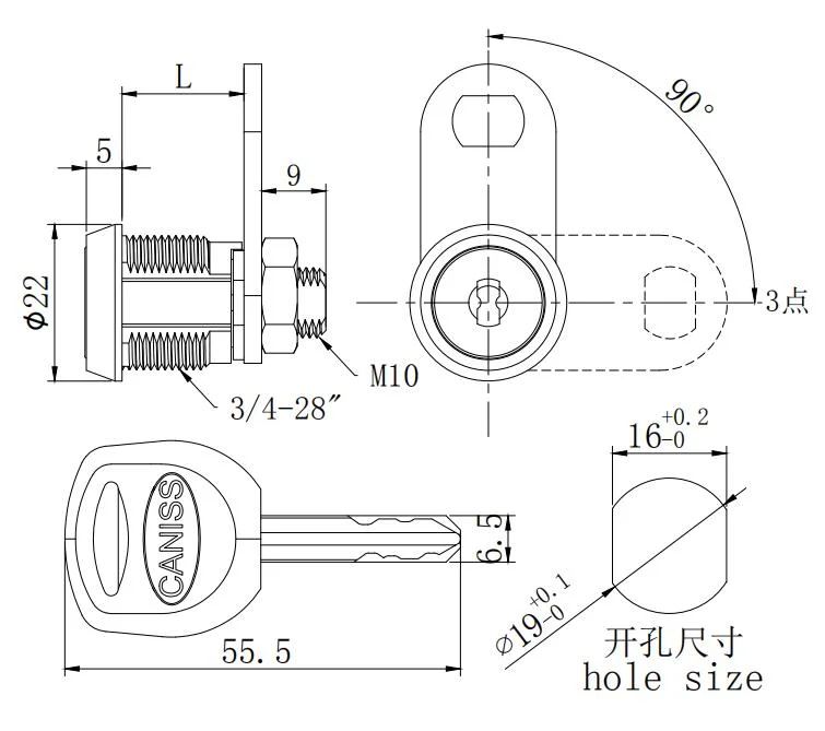 Safe Furniture Euro Cylinder Pin Code Connector Cam Lock