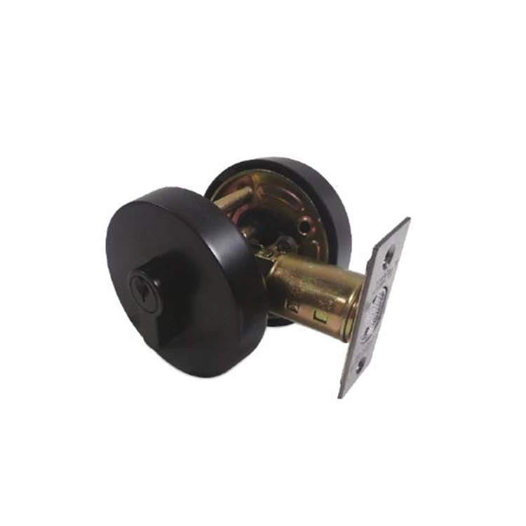 Door Hardware Brass Cylinder Single Side Black Round Deadbolt Lock