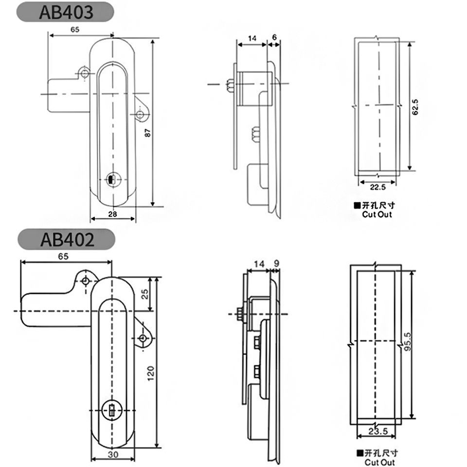 Tuoxin Ab402 Ab403 Industrial Swing Handle Lock Cabinet Panel Lock