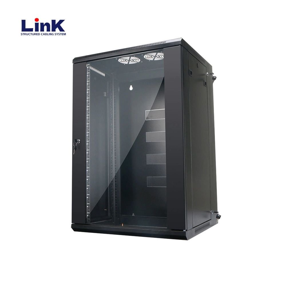 12u Wall Mount Network Server Cabinet for 19 Inch It Equipment, Removable Side Panels, Locks, Fan