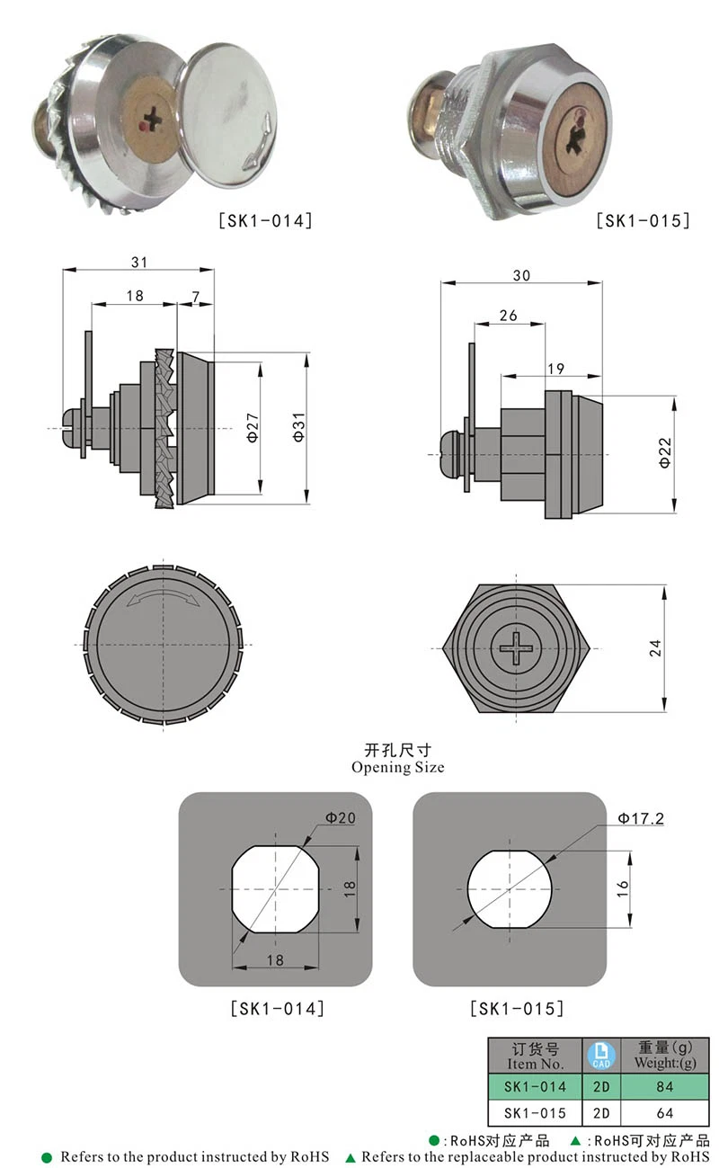 Sk1-015 Manufacturer Round Lock Cam Lock Cylinder Lock for Vending Machine Door