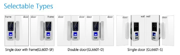 Smart Glass Door Fingerprint Lock with IC Card Reader in Touch LCD Screen (6601)