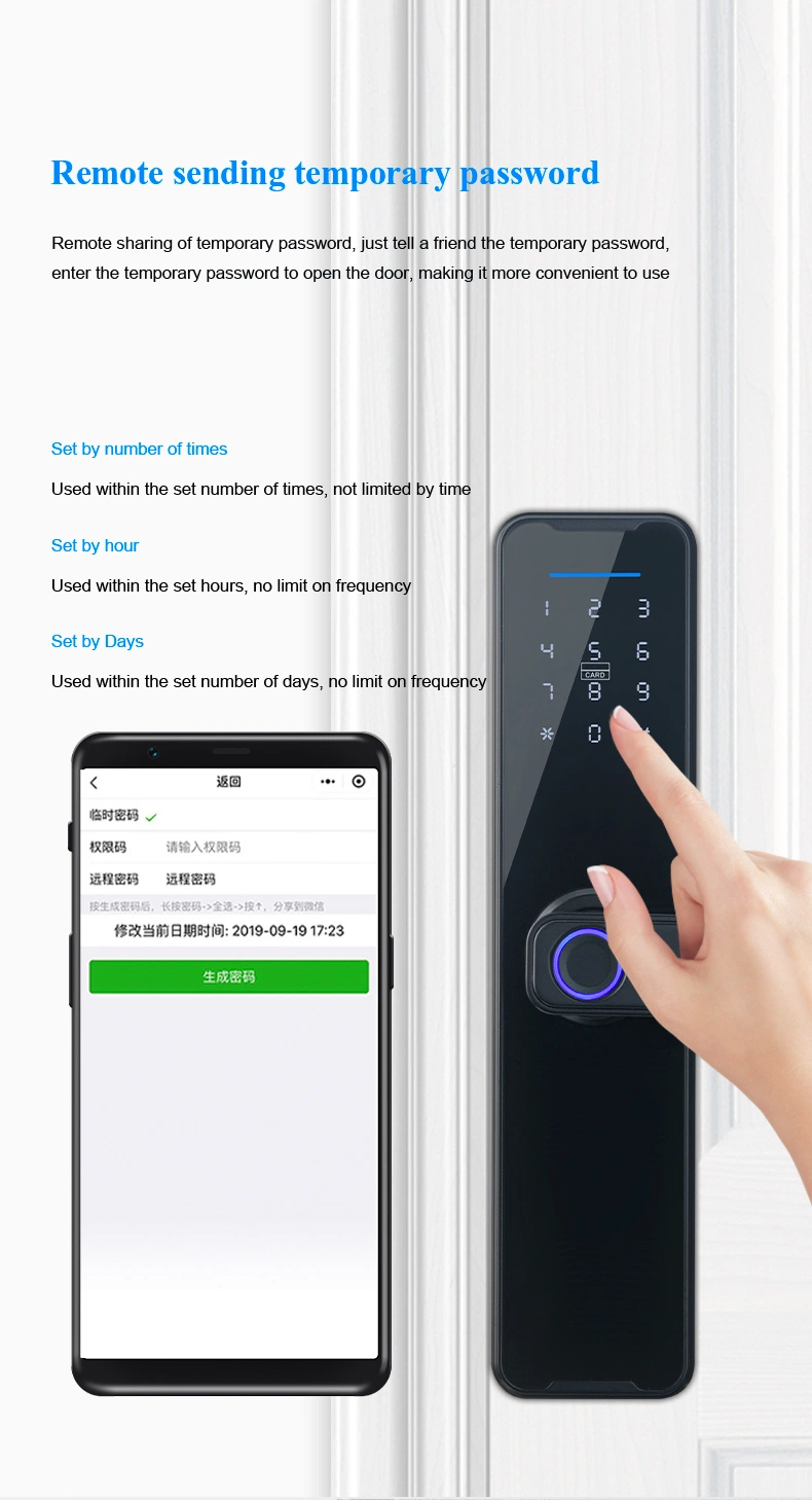 Smart Home Hotel Door Digital Lock Residence Tuya Smart Life APP Ttlock Fingerprint Passcode Card WiFi Smart Door Locks