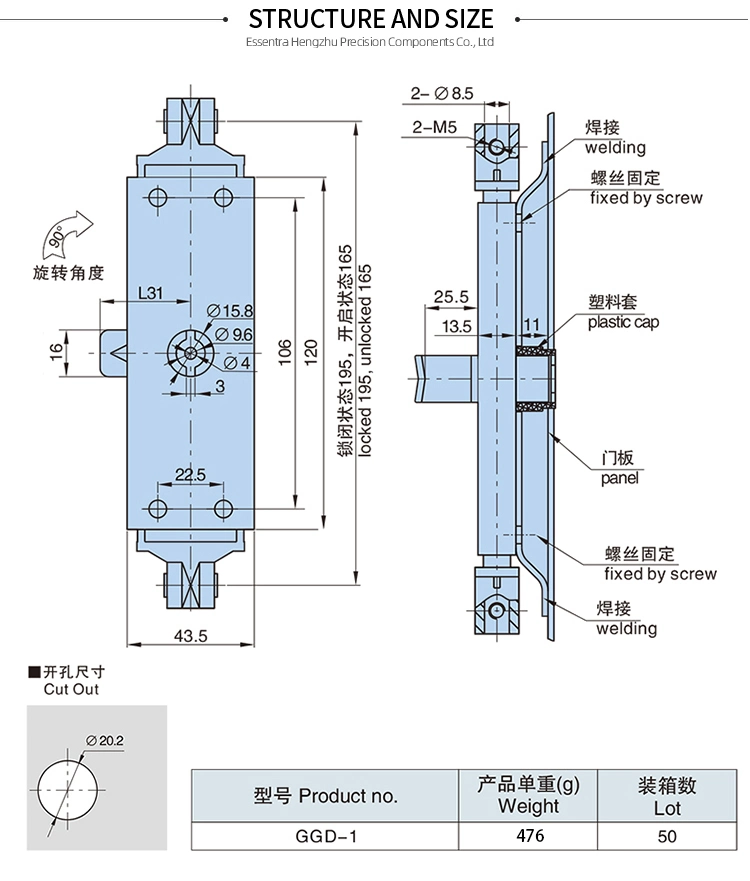 Ggd-1 90 Degree Cam Lock/Combination Cam Lock for Doors