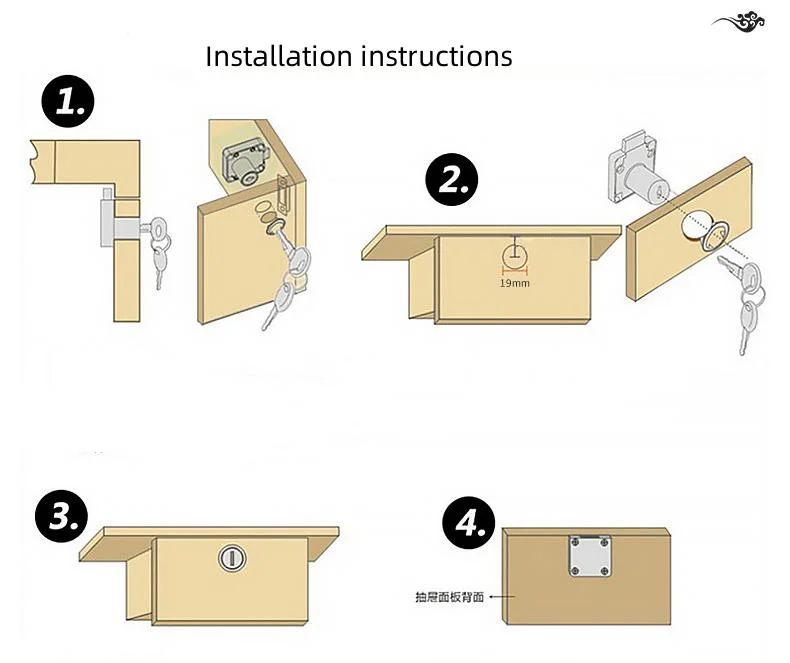 Furniture Hidden Cylinder Mailbox Lock Mailbox Drawer Cupboard Locks Copper Mail Boxes Locks